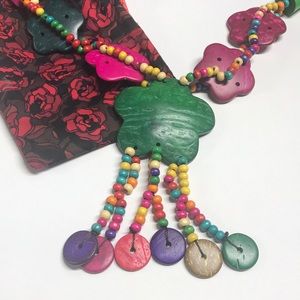 Colorful Handmade Wooden Beaded Necklace